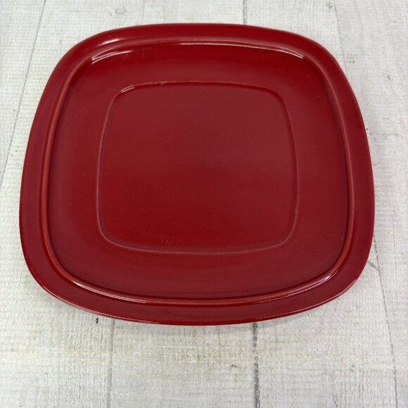 Home Trends CANOPY RED Cranberry Embossed Square Porcelain Salad Plates Set of 4 - Picture 8 of 16